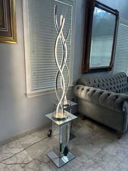 American signature spiral LED Floor Lamp - Mirrored Base (2 Available!)