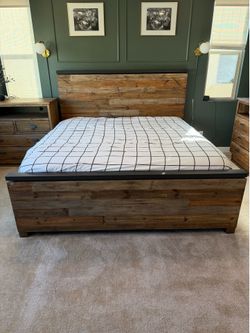 King Bed Frame with drawer and cubby storage (mattress not included)