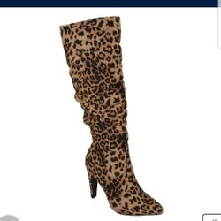 Cheetah Leopard Suede Stiletto High Heel Boot