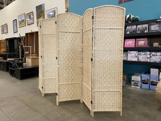 Extra Large 6 Panel Striped Woven Room Divider