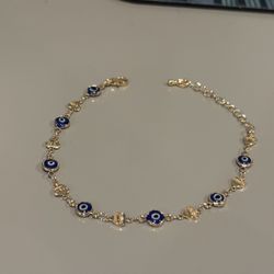 Anklet 🧿 imitation Gold Bracelet Blue 