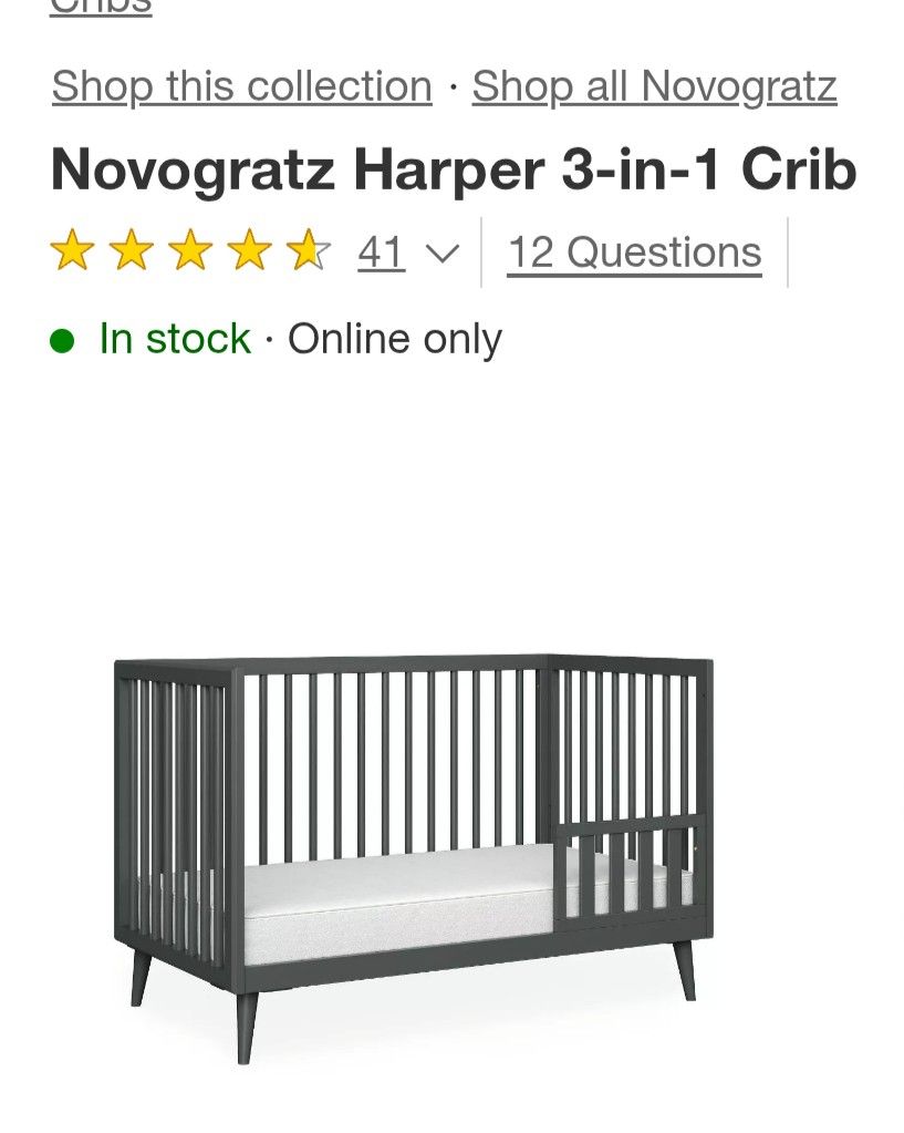 Novogratz Cribs 3-in 1 Crib