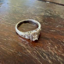 1/4 CTW LAB GROWN DIAMOND HALO PROMISE RING IN RHODIUM PLATED STERLING SILVER