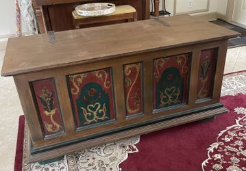Painted Folk Art Storage Chest