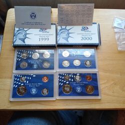 1999 S And 2000s US Mint Proof Sets-  Coa, 19 Proof Coins, Excellent Box