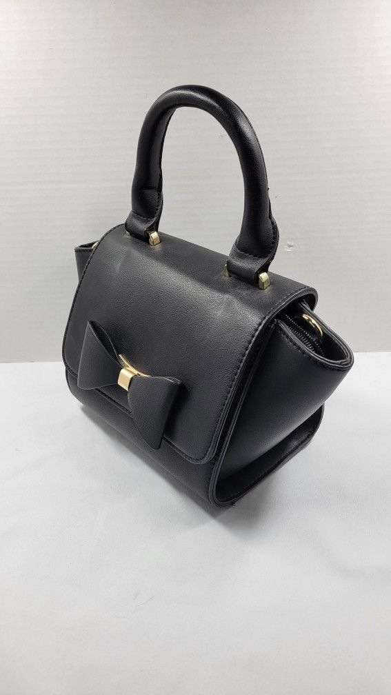 Unbranded Black Bag Purses Faux Leather Box Heavy Metal Hand Medium