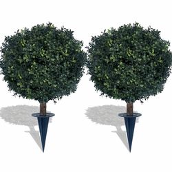 kyesyes Artificial Boxwood Ball Bush 27" Tree UV Resistance Rated with Spike. Easy to Push in The Ground.Plant Looks Great in a Planter Anywhere. Indo