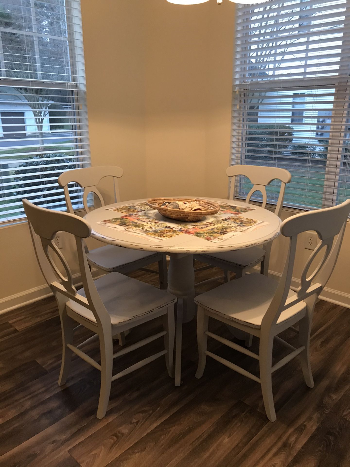 Gray distressed kitchen table and 4 chairs