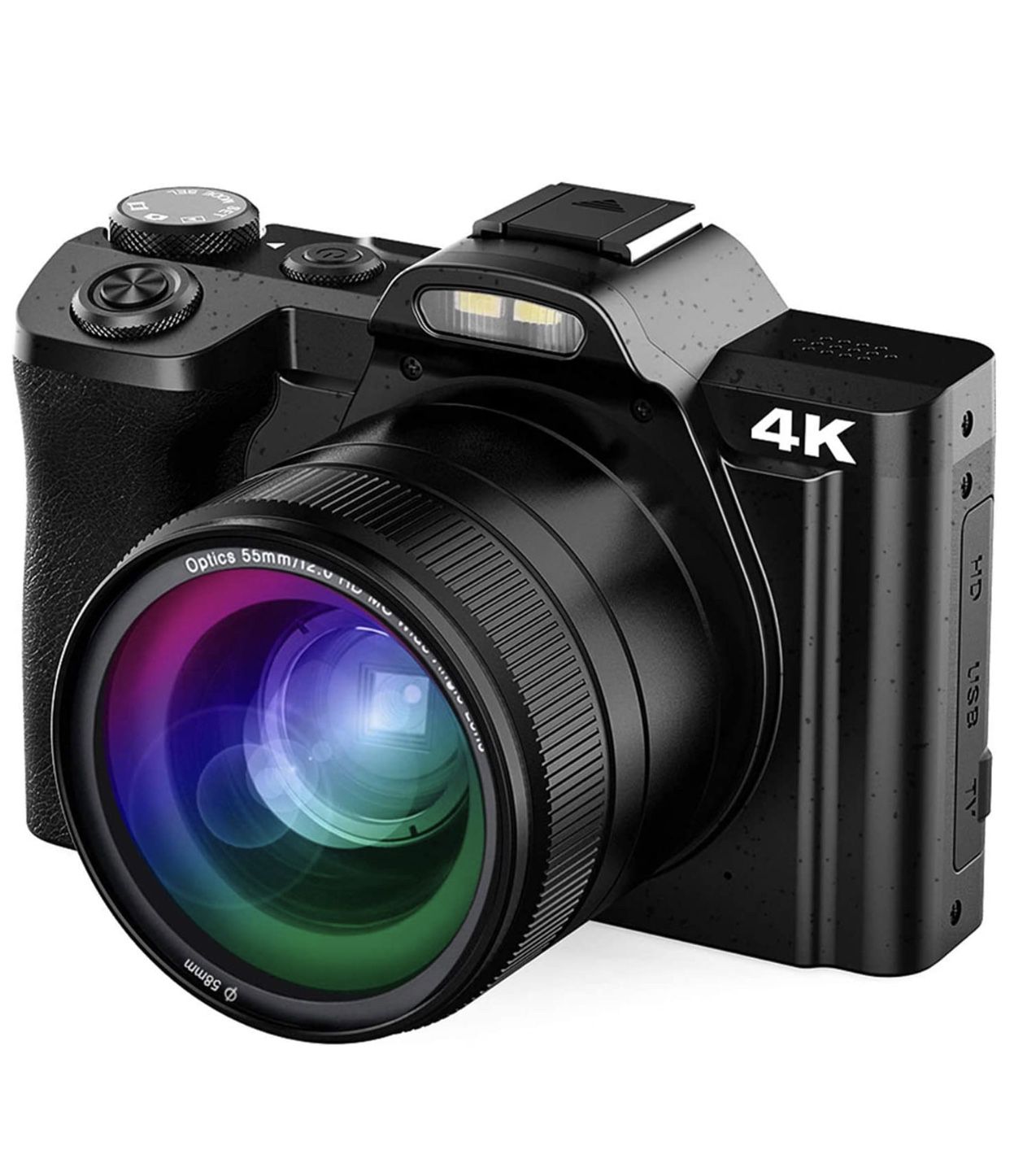 4K Digital Video Camera 48mp with 16x Digital Zoom, 3.5 Inch WiFi YouTube Camera, IPS Touch Screen