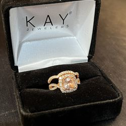 Neil Lane Morganite Rose Gold Engagement Ring Set Thumbnail