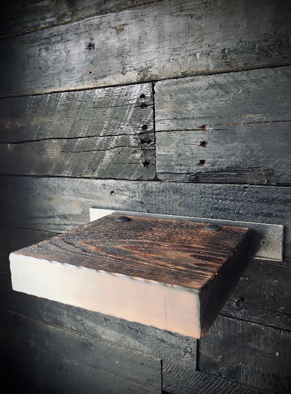 Small Square Shelf |"Petite Etagere"| 8" Square Floating Shelf, Burnt or Natural Cedar Finish, Wood Shelf, Industrial Floating shelf