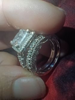 925 Sterling Silver Princess Cut Bridal Ring Set