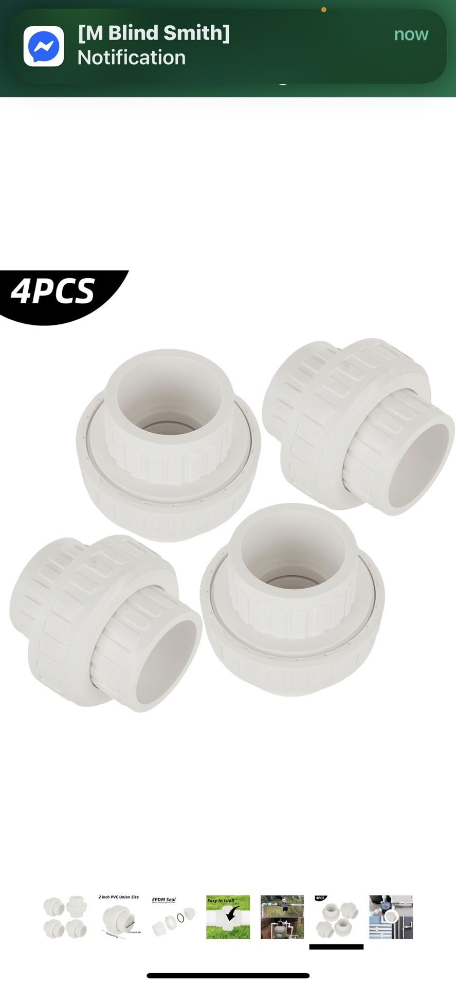 New 4PCS PVC Union 2 Inch PVC Coupling Pipe Fitting Adapter, EPDM O-Ring, Socket to Socket, White