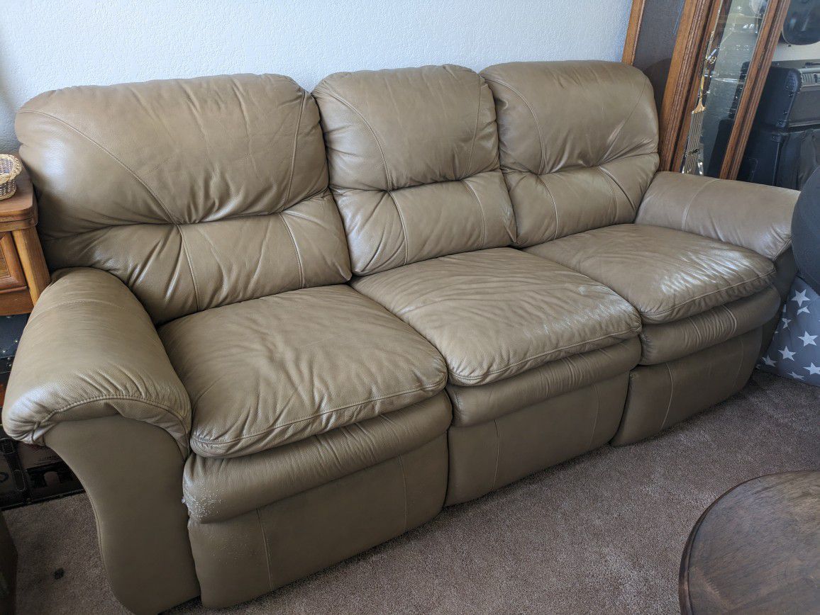 Tan Leather Recliner Sofa 
