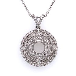 Semi-Mount Pendant Necklace For 1.30 Ct Round W/ 0.25 TCW Accents In 14k Gold