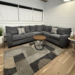 Dark Gray Sectional Sofa – Modern L-Shape Couch