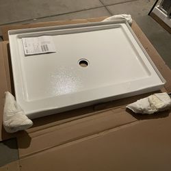 Delta Classic 500 48 in. L x 34 in. W Alcove Shower Pan Base with Center Drain in High Gloss White 