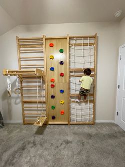Avenlur Walnut 9-in-1 Swedish Ladder Wall Gym — $729 new, asking $475