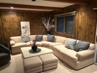 1960s curved sectional couch with ottomans