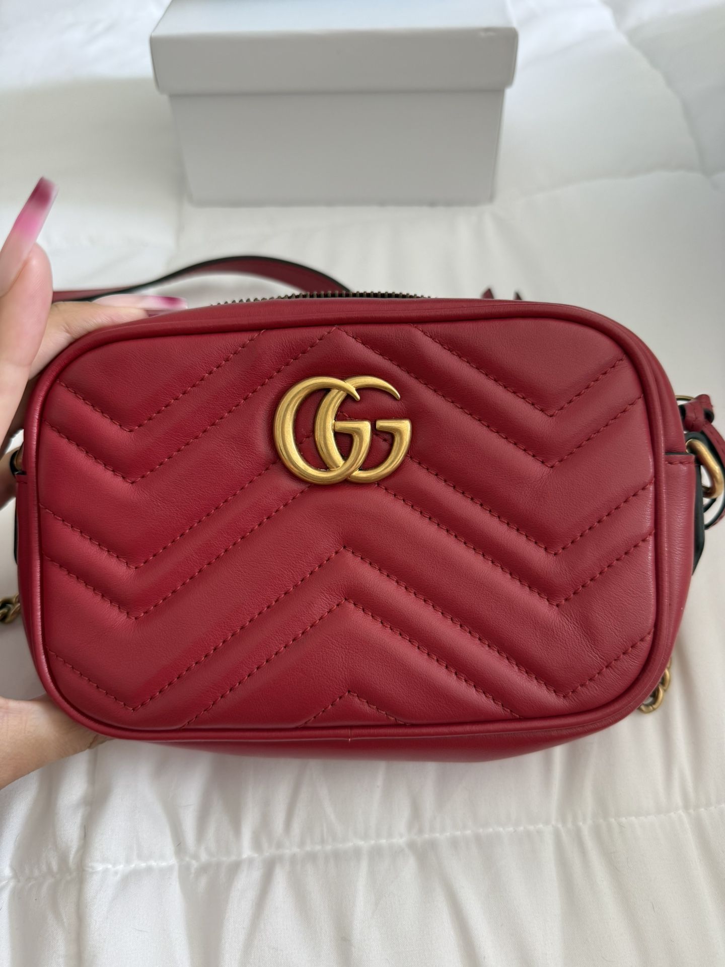 Gucci Marmont Mini Crossbody - Red