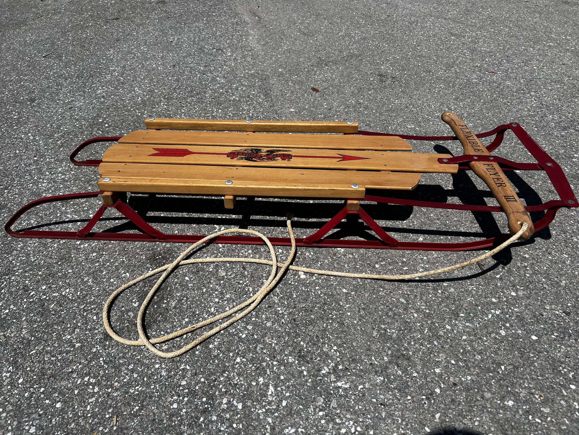 Vintage Flexible Flyer III Metal Runner Steel & Wood Snow Slider Sled! Great for Cabin Wall Decor! 51x21x6in