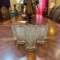 8 VINTAGE RIBBED BOOPIE WATER GLASSES ART DECO MID CENTURY MODERN MCM