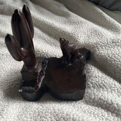 Preserved Wood Native Coyote And Cactus