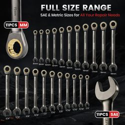 Wrench Set 22-Piece Ratcheting ratchet Combination Wrenches Organizer Box Metric standard brand new