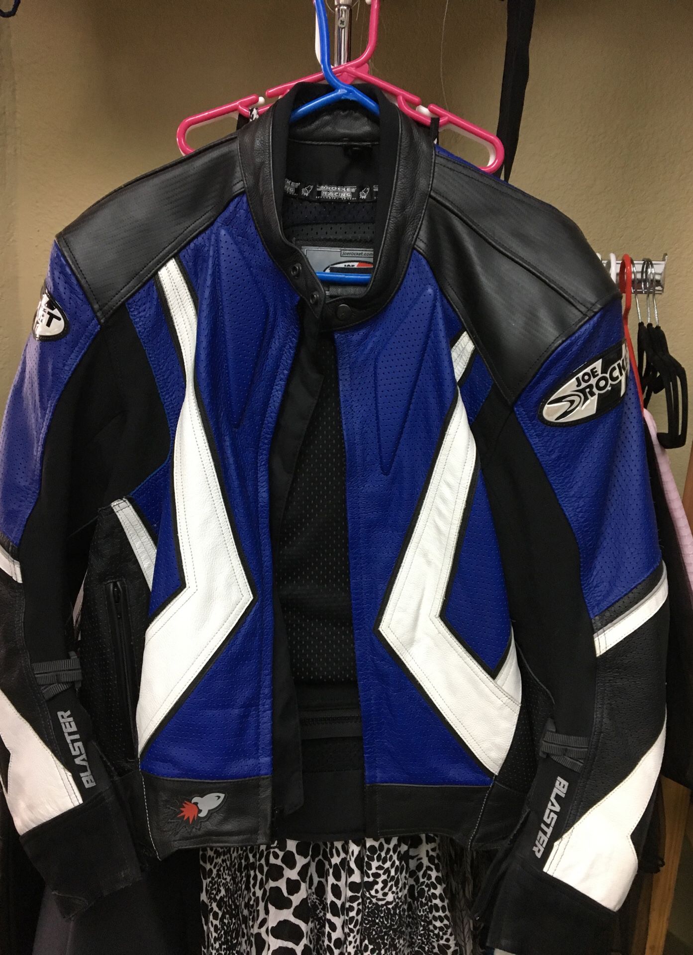 Leather Motorcycle Jacket (Joe Rocket) Blue