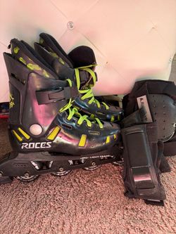 Roces Roller blades w/knee & arm pads