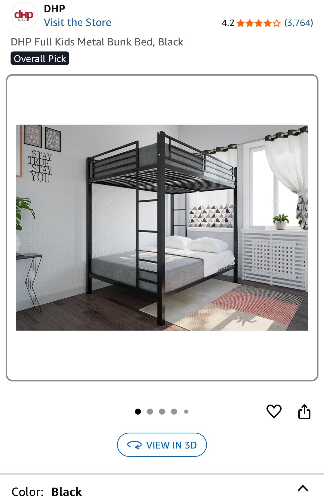 DHP Full Metal Bunk Bed - Black