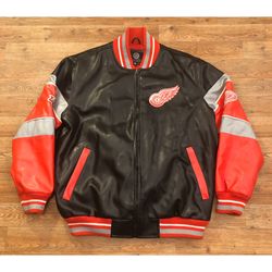 NHL Faux Leather Varsity Jacket By GII Mens XL Detriot Red Wings Excellent Shape