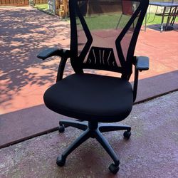 KOLLIEE Mid Back Mesh Office Chair Ergonomic Swivel Black Mesh Computer Chair Flip Up Arms with Lumbar Support Adjustable Height Task Chair
