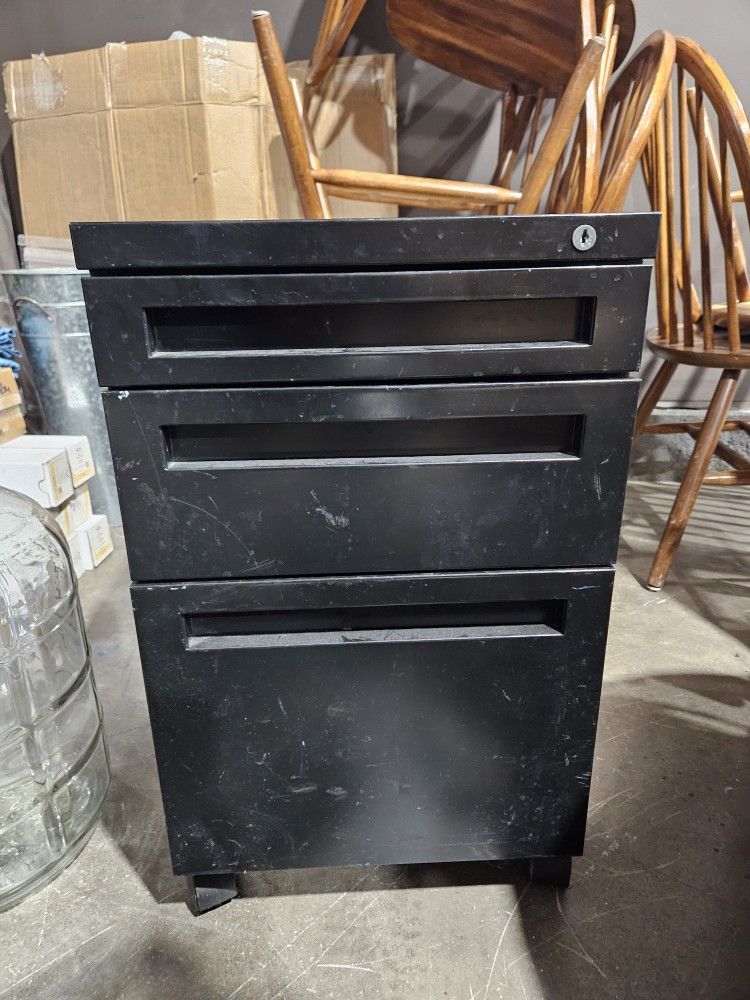 Black Rolling File Cabinet 