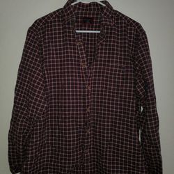 Relaxed Fit Plaid Shirt Button Up (Red White Blue)
