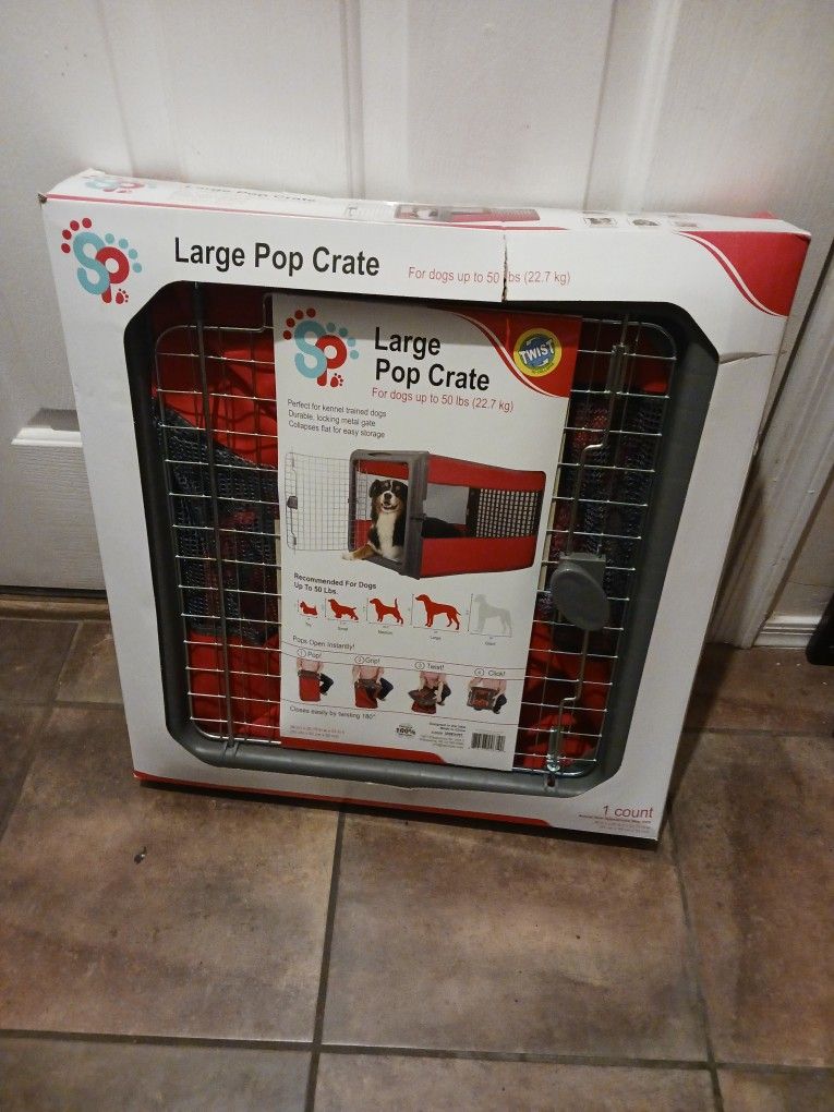 Large Pop Up Dog Crate Brand New In The Box For Dogs Up To 50 Lb