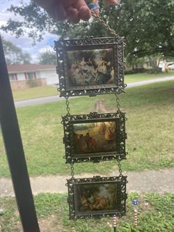 Super Cool Antique Triple Art Hanger- Brass