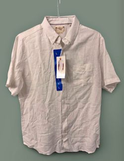 NWT Weatherproof Vintage Men's Linen Blend Short Sleeve Shirt Size L