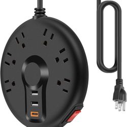 Power Strip Surge Protector with 18W PD Fast USB Type-A Type-C Hub Charger