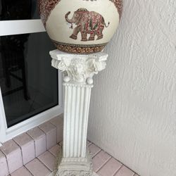 1 Chinese Asian LUCKY ELEPHANT PLANTER POT For Garden Or Inside. Excellent Condition. Hand Painted Elephant On Each Side. Pedestal Table Was Sold. 