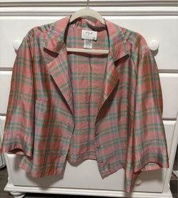 Vintage Plaid Cropped Blazer Jacket