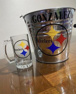 Steelers drinking mug and bucket