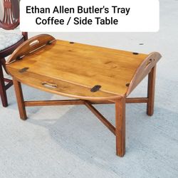 Ethan Allen Georgian Court Chippendale Style Maple Butler's Tray Coffee  Side Table