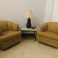 Pair Of Barrel Swivel Chairs 