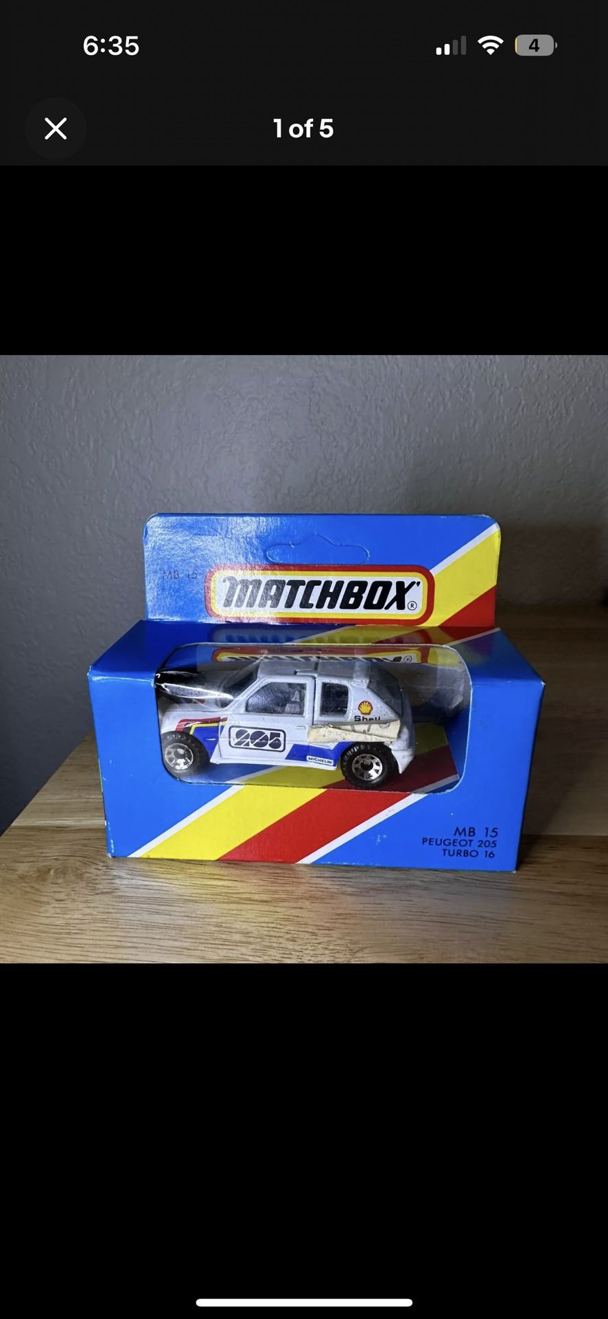 1981 VTG Matchbox MB-15 Peugeot 205 Turbo 16 - Box Retro Model Diecast Car A5