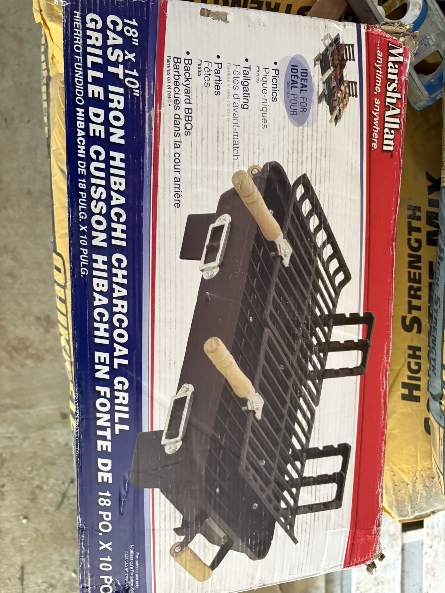 New Marsh Allen 18"x10" Cast Iron Hibachi Charcoal Grill - Black Cast Iron