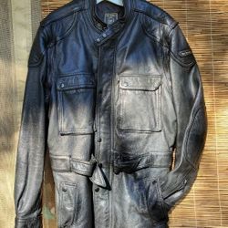 Mens Leather Motorcycle Jacket Sz 42