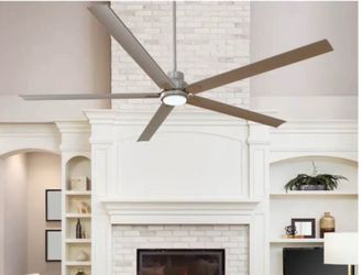 96 in Brushed Nickel with Matte Silver Blades ceiling fan