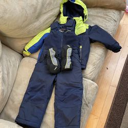 Size 3T (fits To Age 4) Snowsuit, Jacket, Gloves