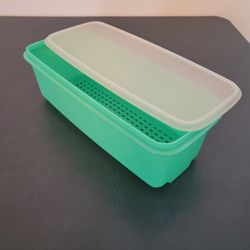 Tupperware Jadeite Green Celery Keeper Container #782 with Insert and Lid #784 Vintage